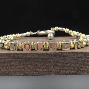 7" Sterling Silver Mollie Name Bracelet Vintage